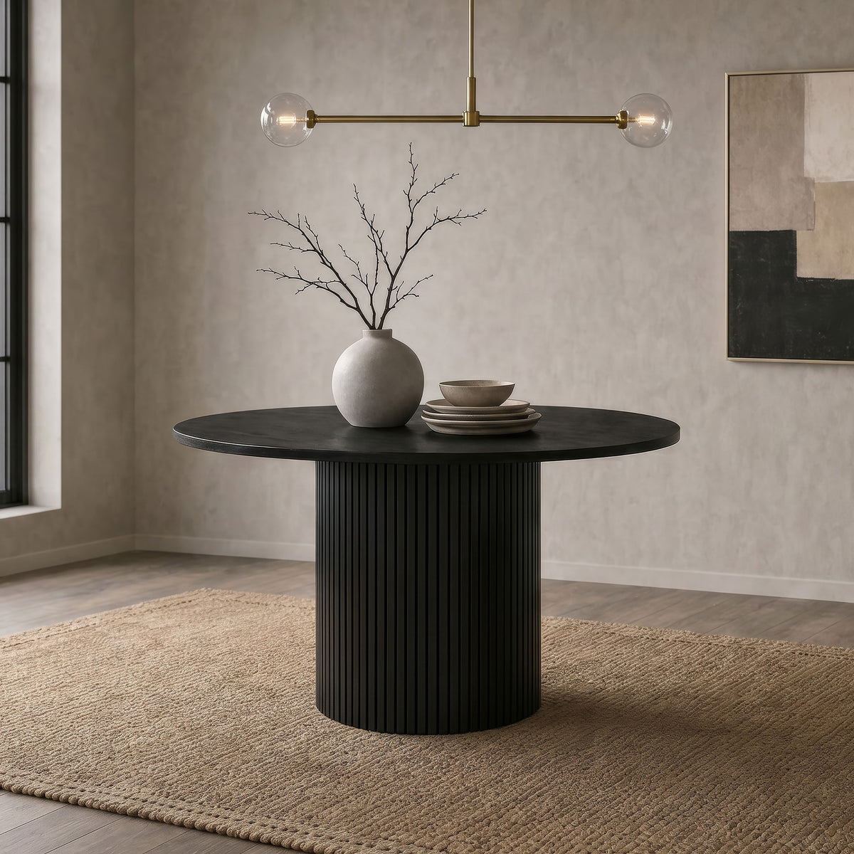 Hamlyn 47-inch Round Pedestal Dining Table Black