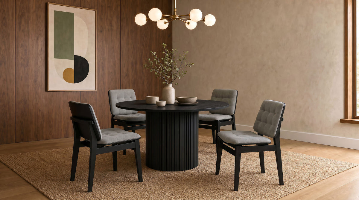 Hamlyn 47-inch Round Pedestal Dining Table Black