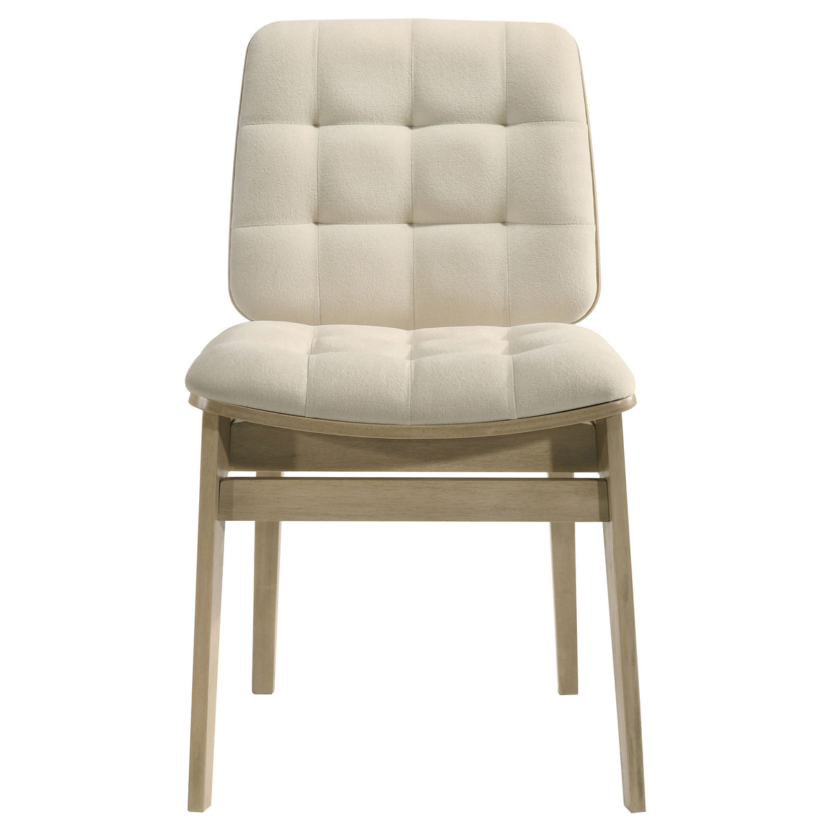 Hamlyn 5-piece 47-inch Round Dining Set with Cream Tufted Velvet Chairs Natural Oak
