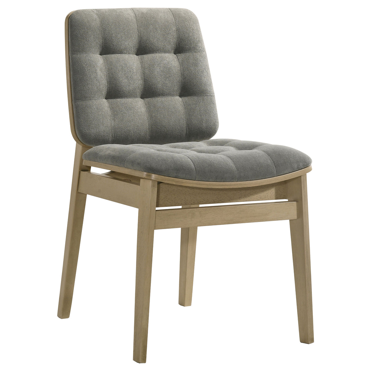 Hamlyn 5-piece 47-inch Round Dining Set with Grey Tufted Velvet Chairs Natural Oak