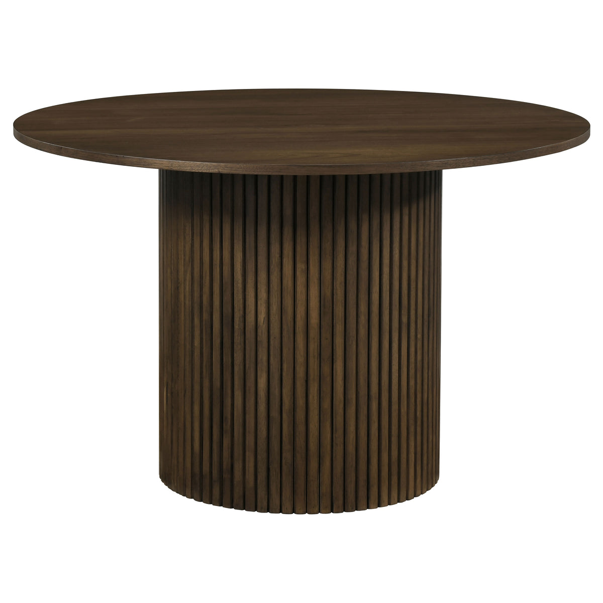 Hamlyn 5-piece 47-inch Round Dining Set with Cream Tufted Velvet Chairs Walnut