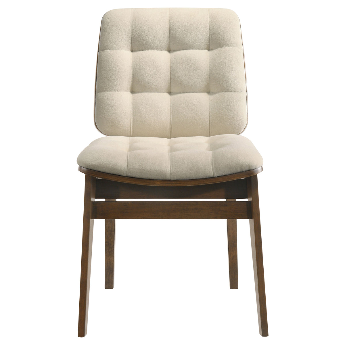 Hamlyn 5-piece 47-inch Round Dining Set with Cream Tufted Velvet Chairs Walnut