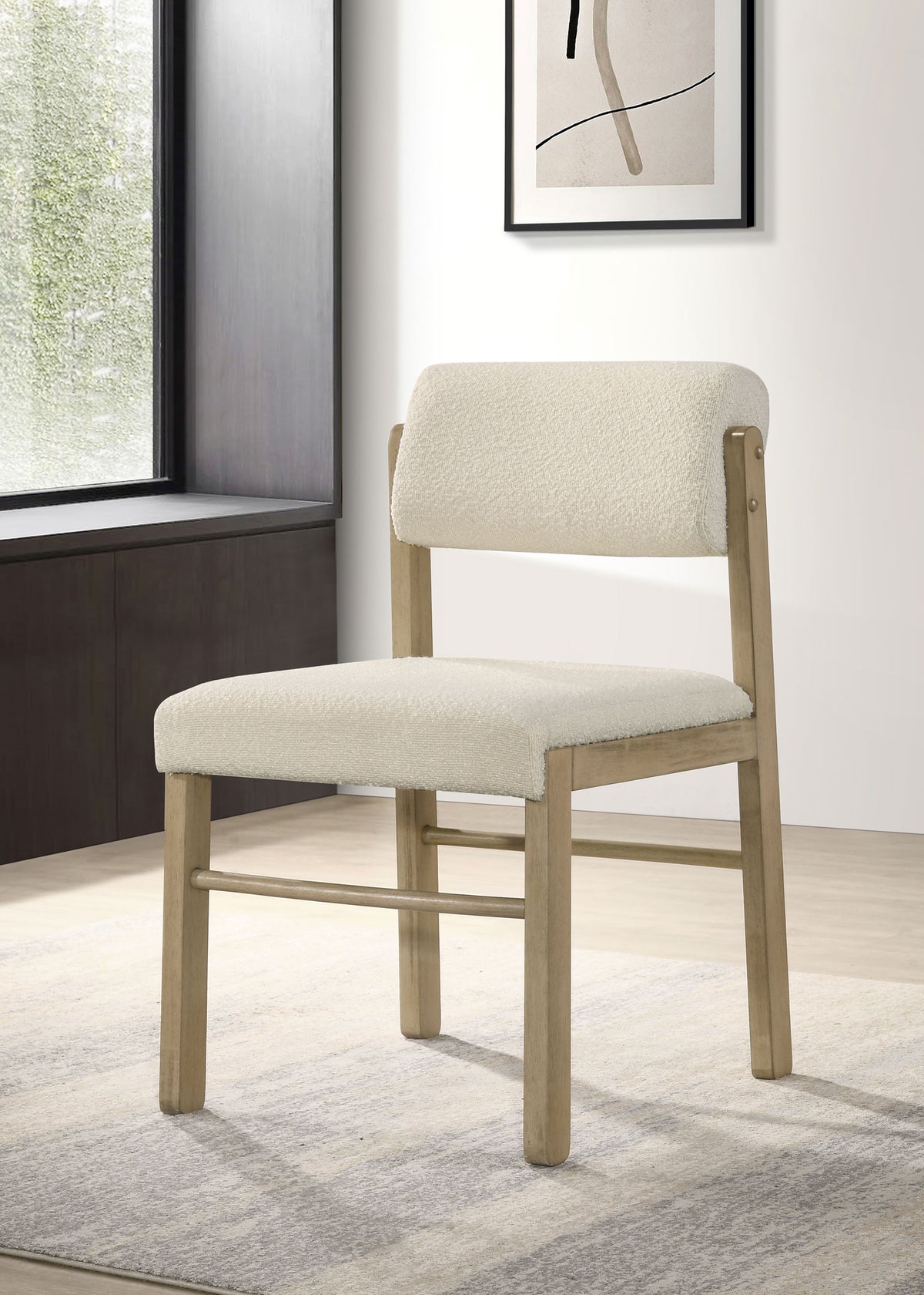 Kehoe Upholstered Dining Side Chairs (Set of 2) Cream and Natural Oak