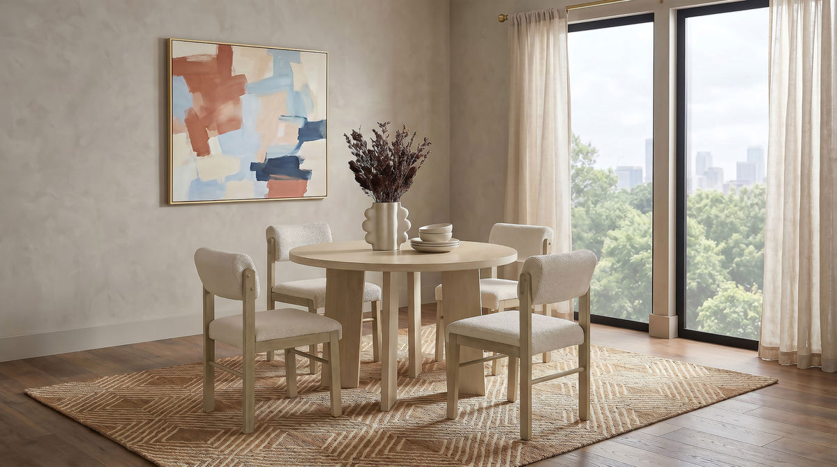Kehoe Upholstered Dining Side Chairs (Set of 2) Cream and Natural Oak