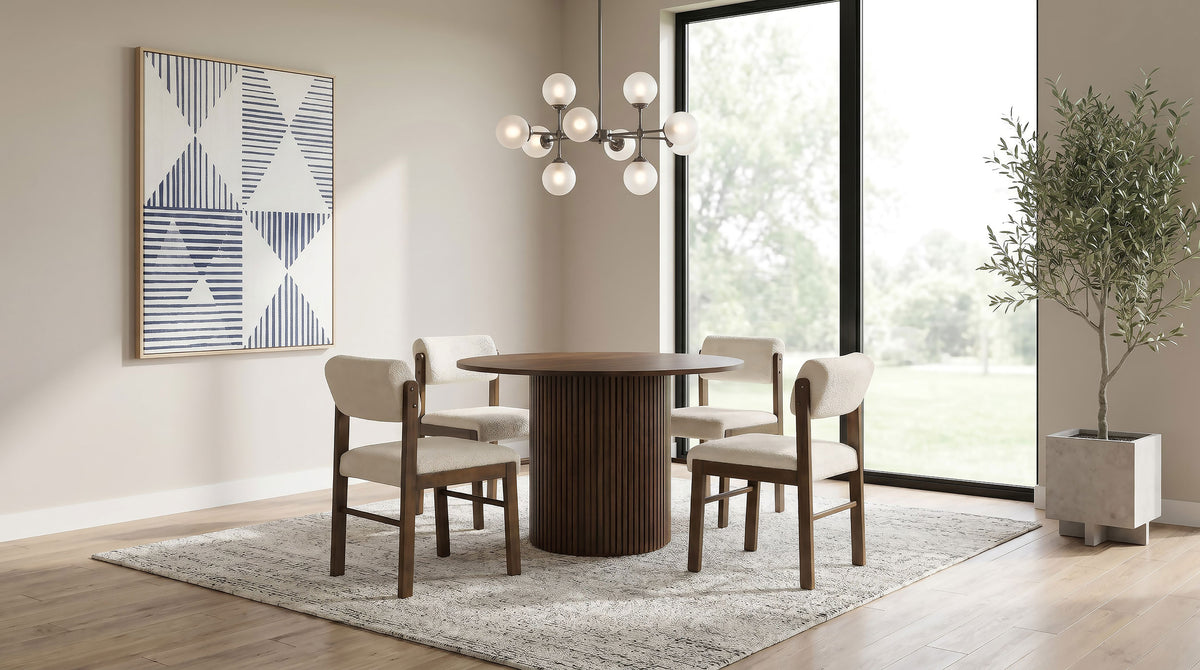 Kehoe Upholstered Dining Side Chairs (Set of 2) Cream and Walnut