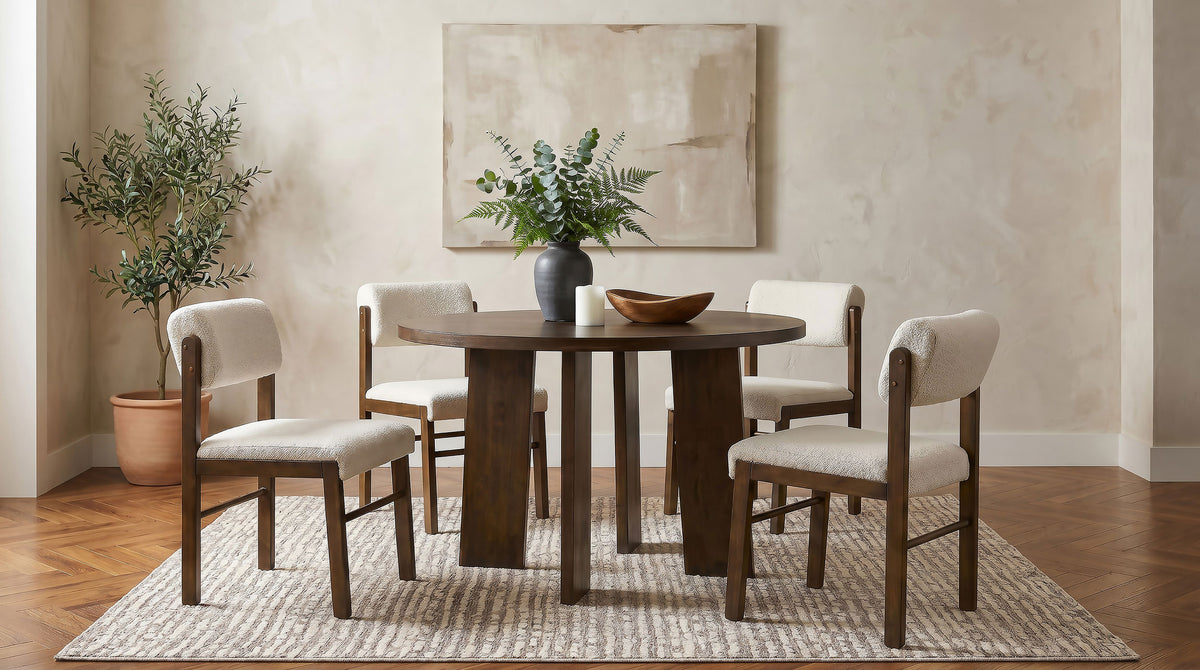 Kehoe Upholstered Dining Side Chairs (Set of 2) Cream and Walnut