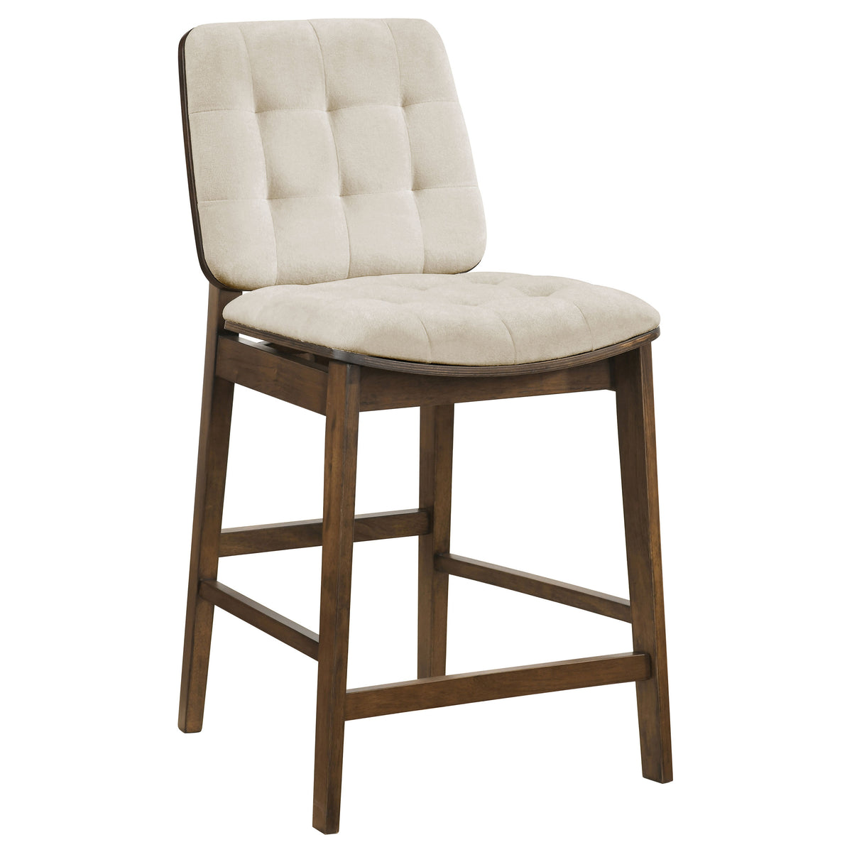 Hamlyn 5-piece 43-inch Round Counter Height Dining Set with Cream Tufted Counter Chairs Walnut