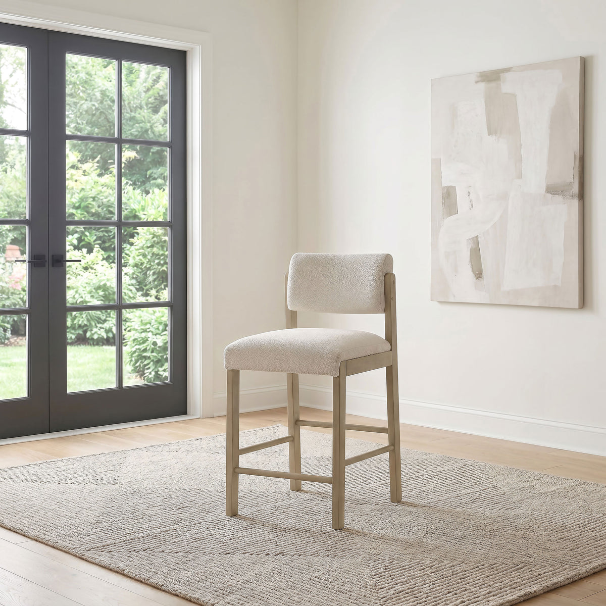 Kehoe Upholstered Counter Height Chairs (Set of 2) Cream and Natural Oak