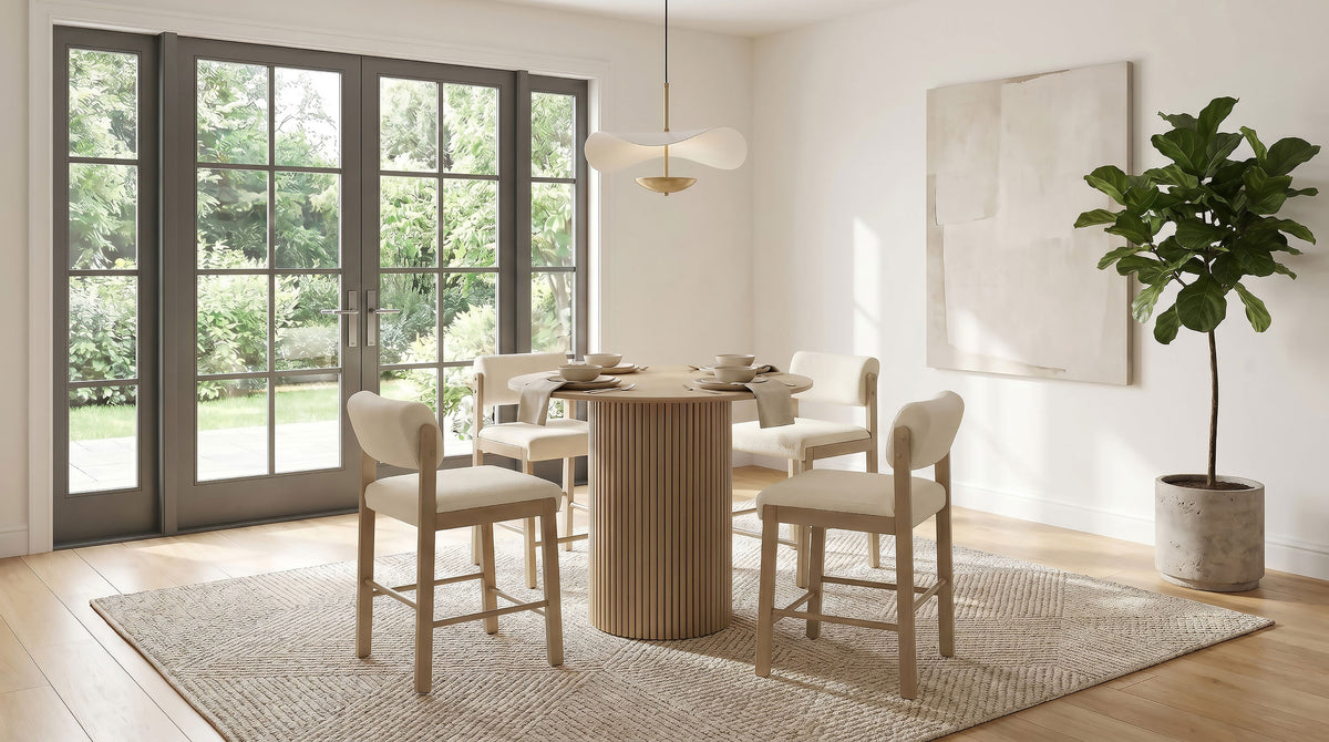 Kehoe Upholstered Counter Height Chairs (Set of 2) Cream and Natural Oak