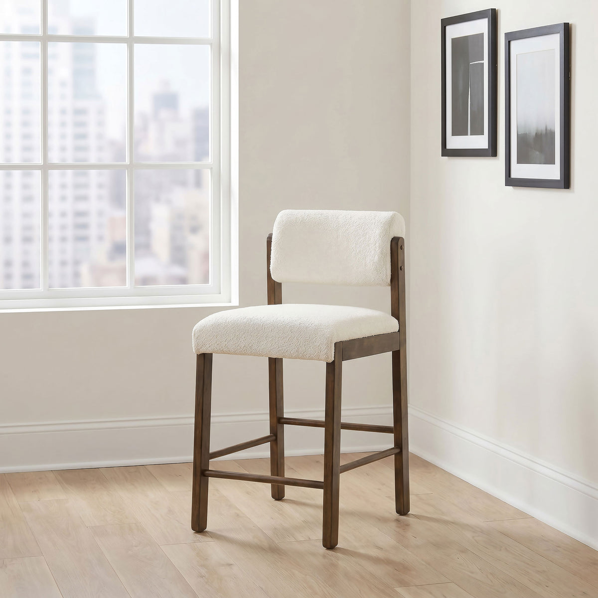 Kehoe Upholstered Counter Height Chairs (Set of 2) Cream and Walnut