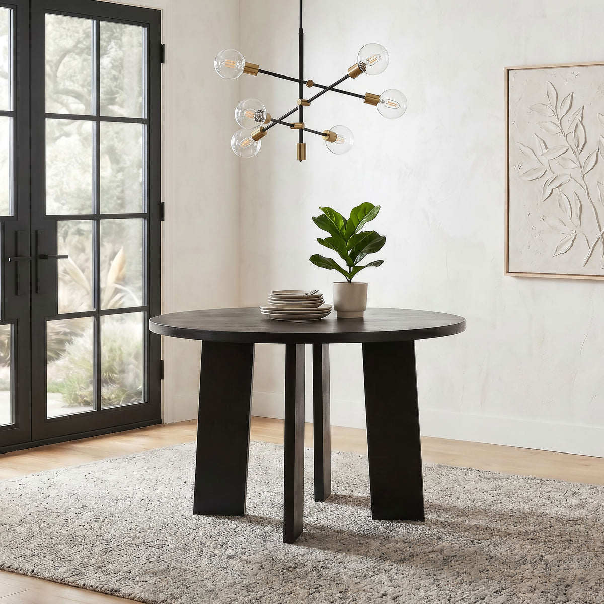 Strouse 47-inch Round Pedestal Dining Table Black