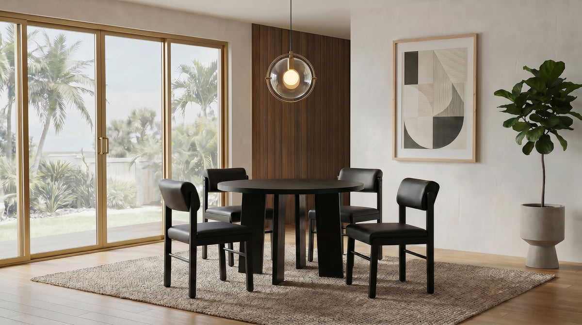 Strouse 47-inch Round Pedestal Dining Table Black