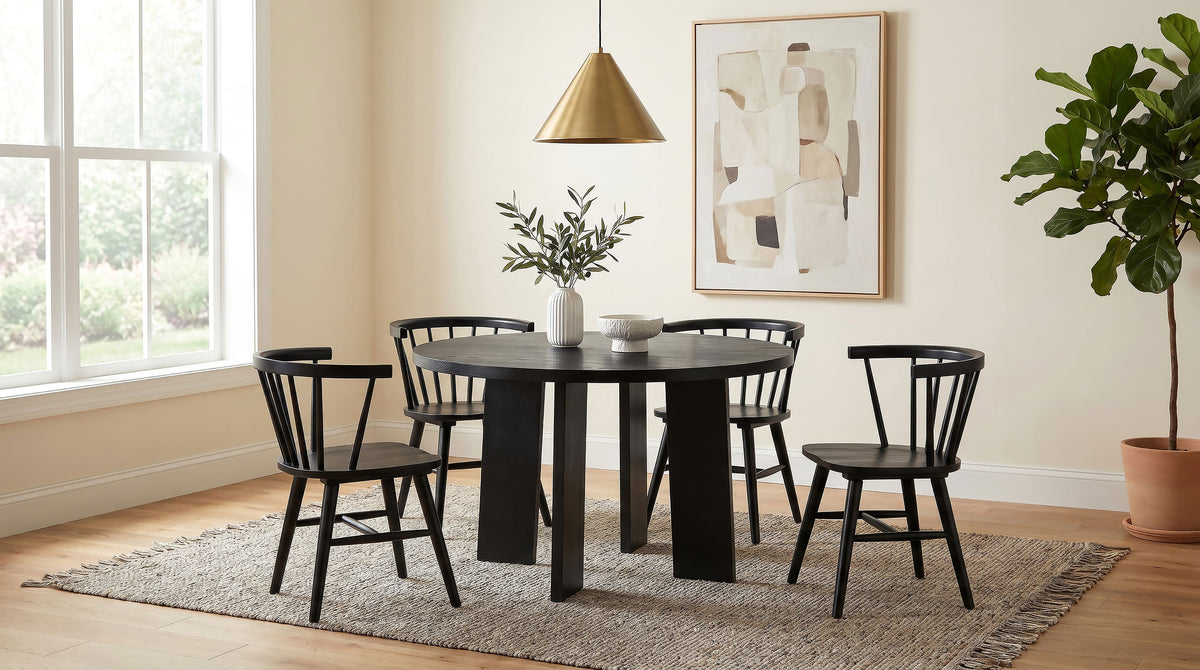 Strouse 47-inch Round Pedestal Dining Table Black