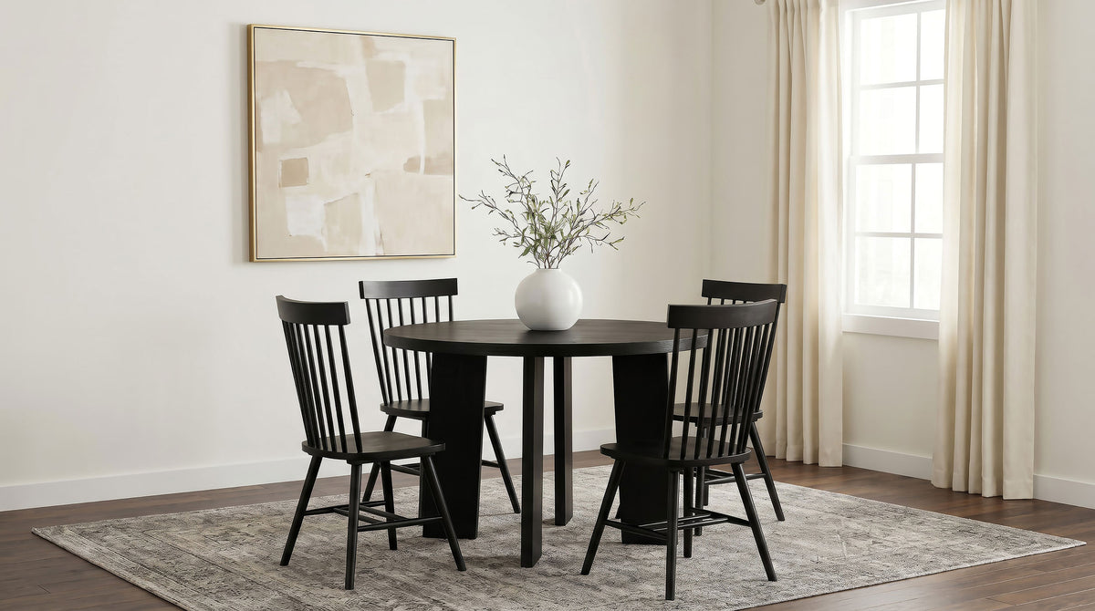 Strouse 47-inch Round Pedestal Dining Table Black