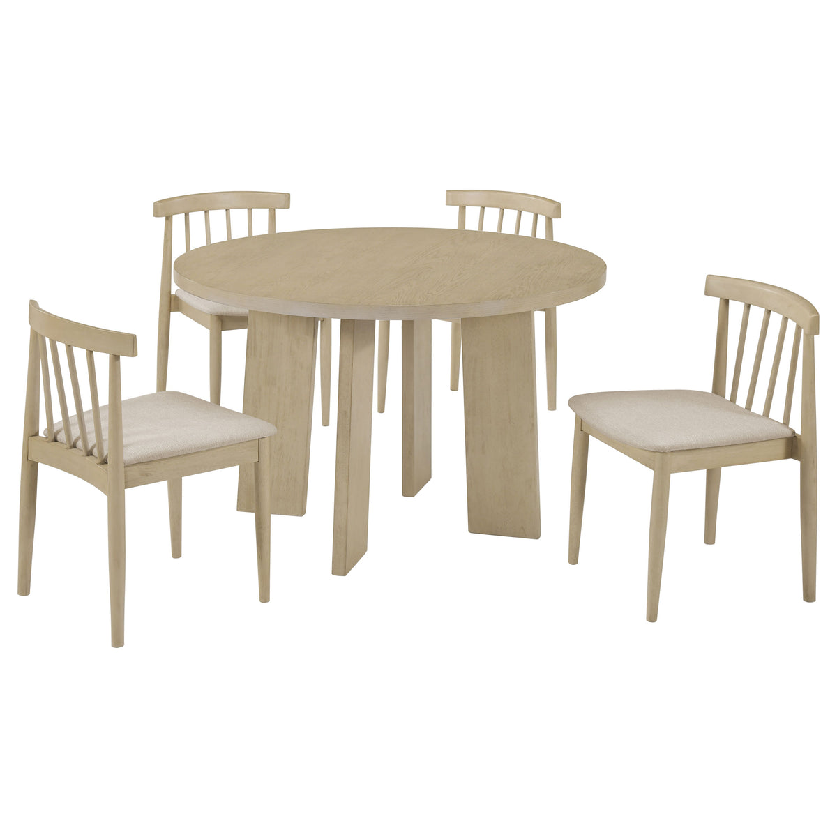 Strouse 5-piece 47-inch Round Dining Set with Wheat Spindle Back Chairs Natural Oak