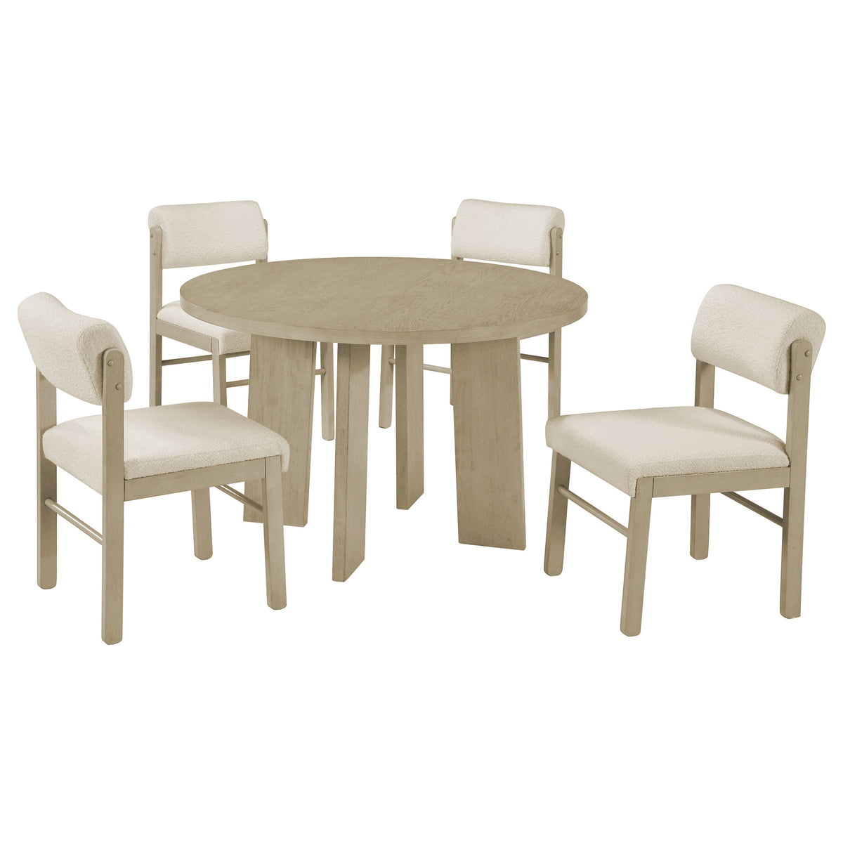 Strouse 5-piece 47-inch Round Dining Set with Cream Upholstered Chairs Natural Oak