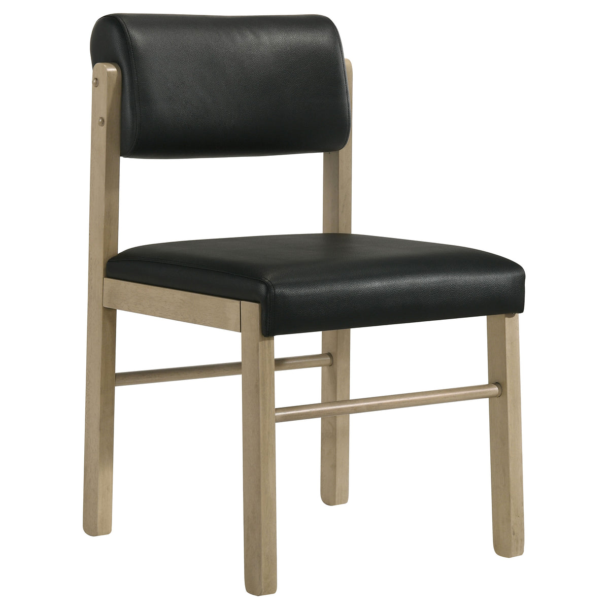 Strouse 5-piece 47-inch Round Dining Set with Black Faux Leather Chairs Natural Oak