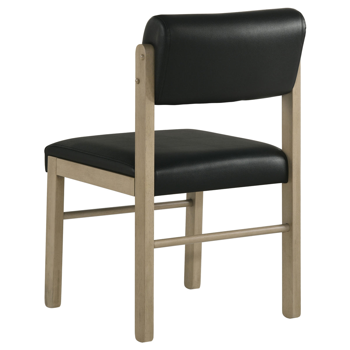 Strouse 5-piece 47-inch Round Dining Set with Black Faux Leather Chairs Natural Oak