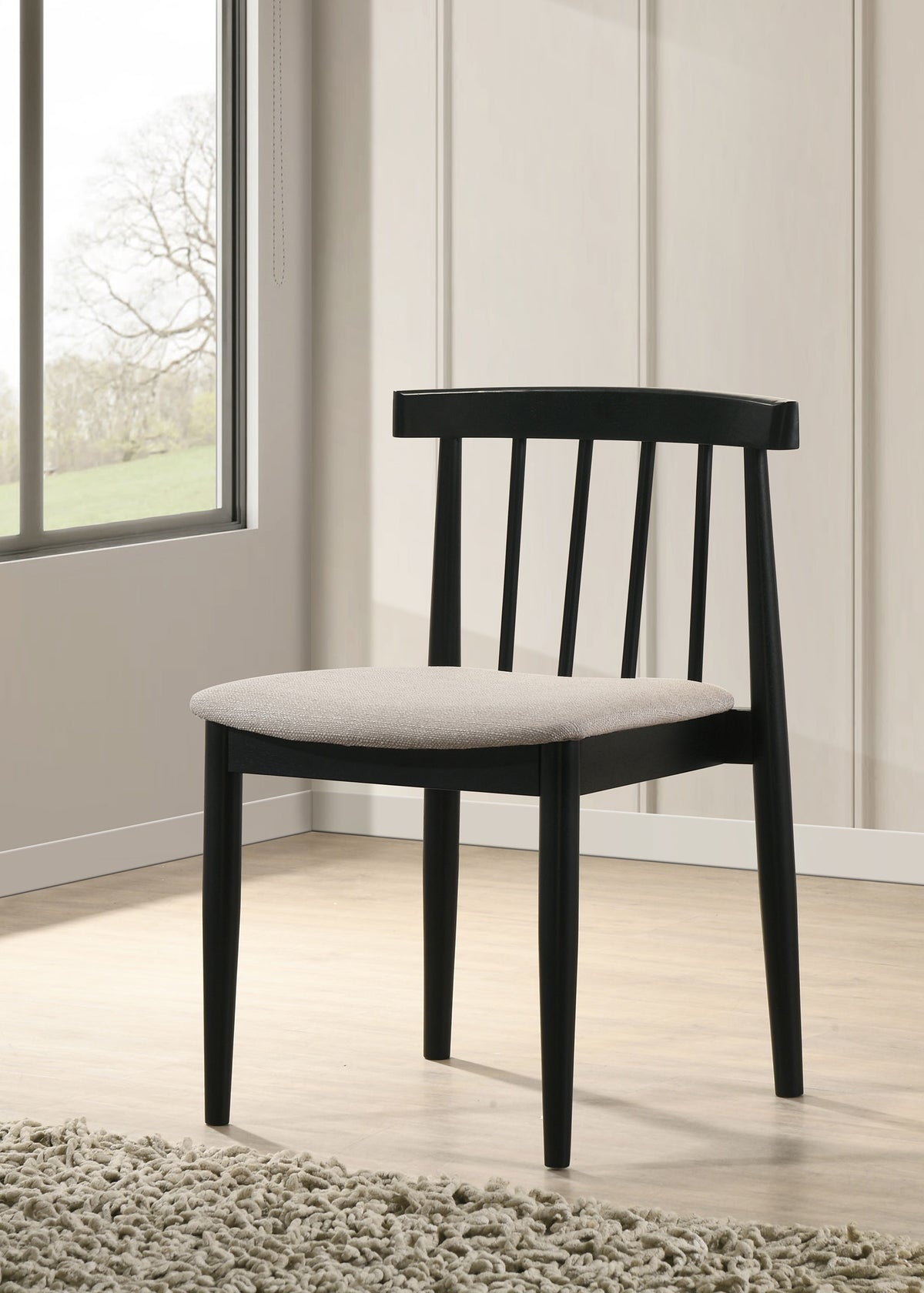 Cullen Spindle Back Upholstered Dining Side Chairs (Set of 2) Wheat and Black