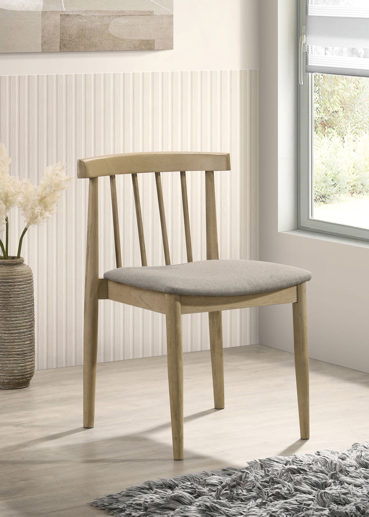 Cullen Spindle Back Upholstered Dining Side Chairs (Set of 2) Wheat and Natural Oak