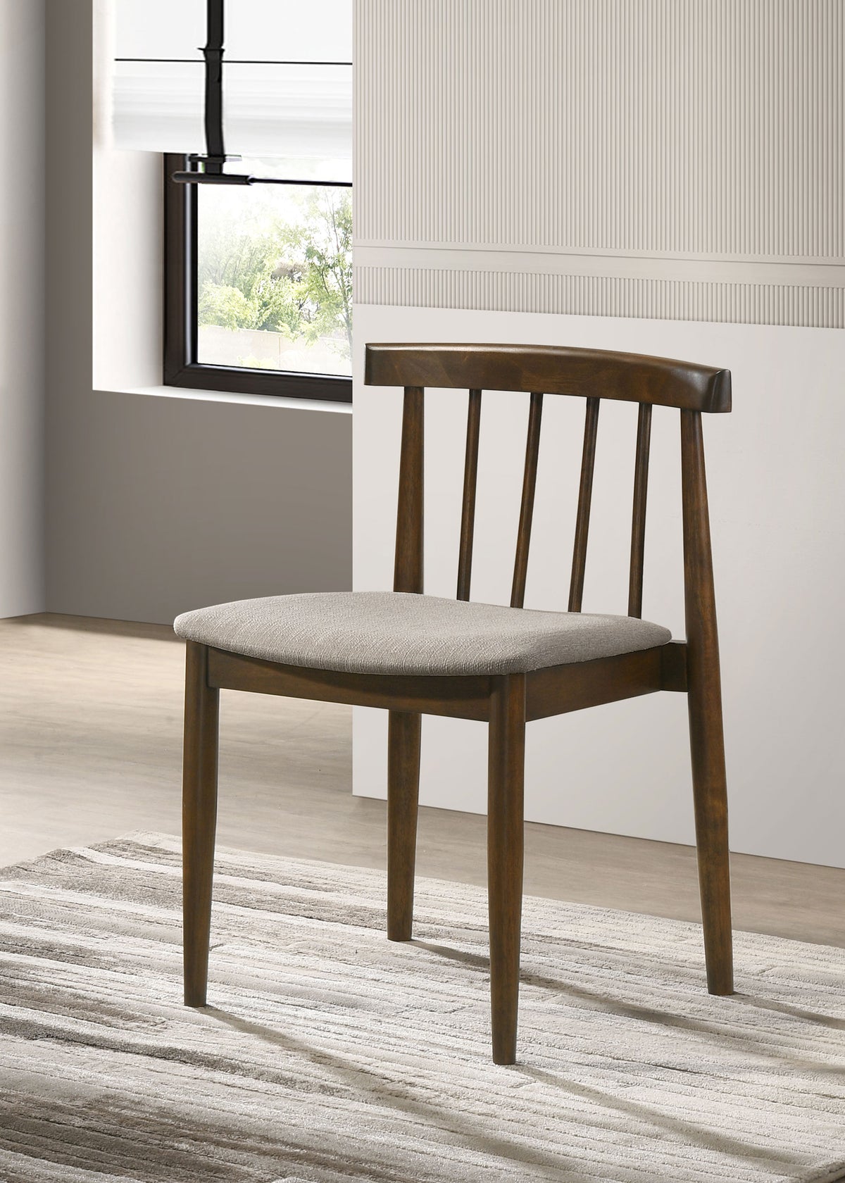 Cullen Spindle Back Upholstered Dining Side Chairs (Set of 2) Wheat and Walnut