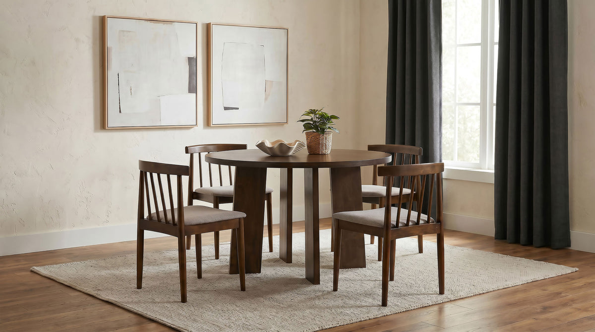 Cullen Spindle Back Upholstered Dining Side Chairs (Set of 2) Wheat and Walnut