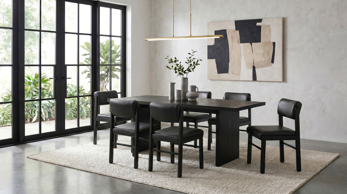 Decker 7-piece 82-inch Rectangular Dining Set with Black Faux Leather Chairs Black