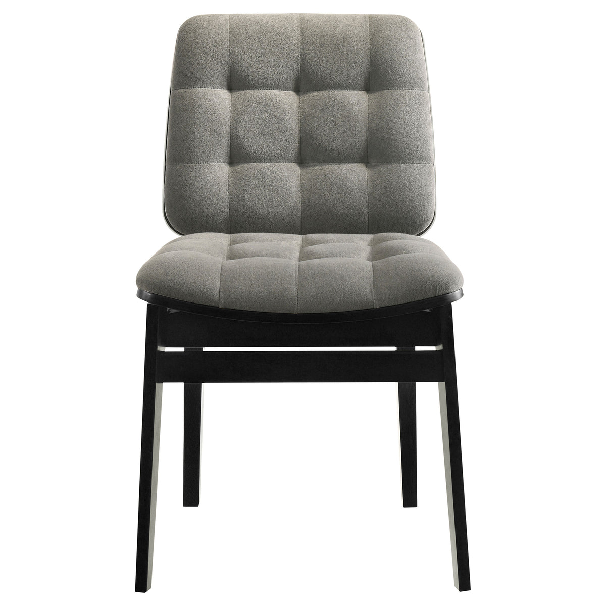 Decker 7-piece 82-inch Rectangular Dining Set with Grey Tufted Velvet Chairs Black