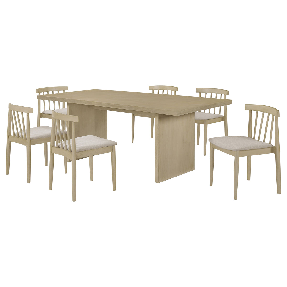 Decker 7-piece 82-inch Rectangular Dining Set with Wheat Spindle Back Chairs Natural Oak