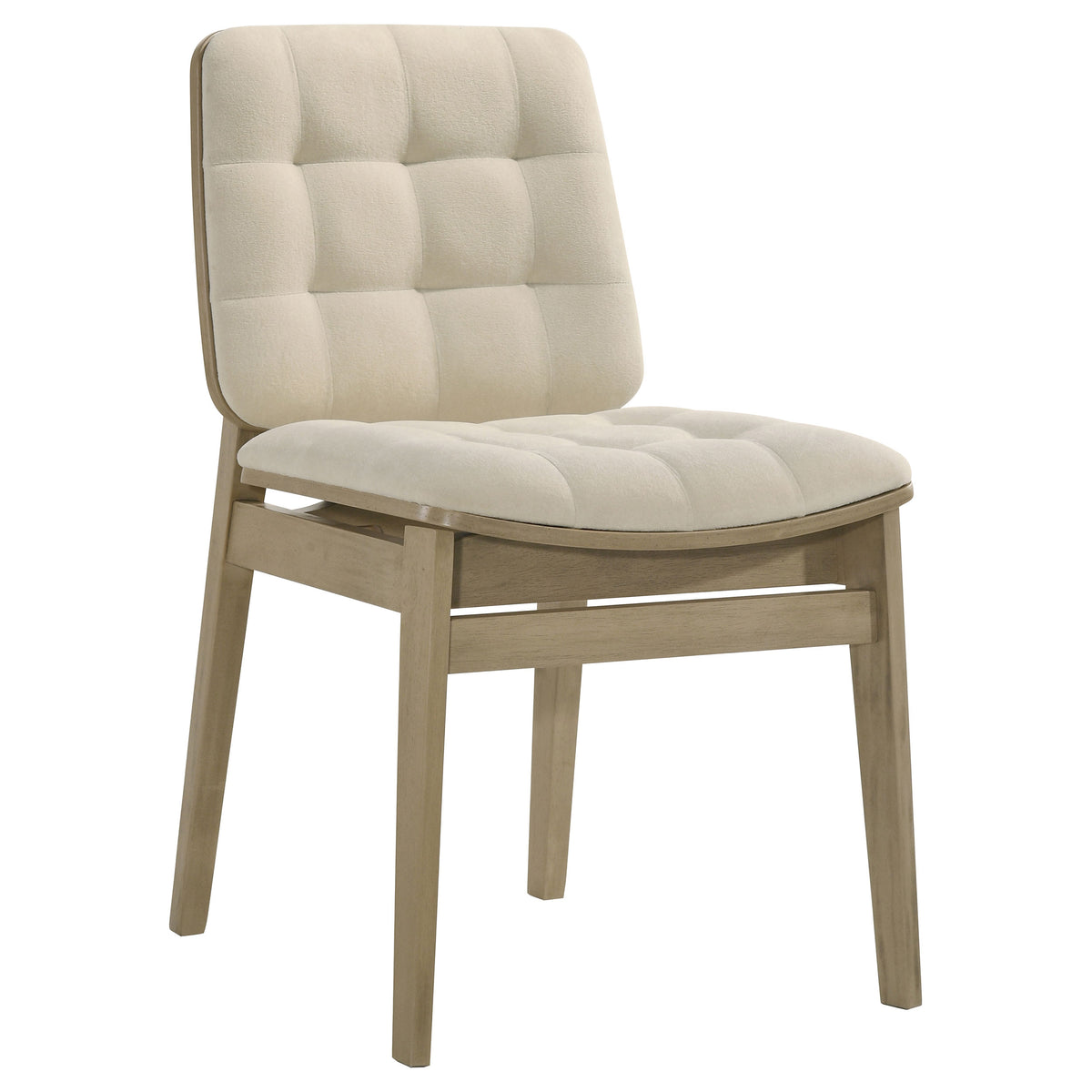 Decker 7-piece 82-inch Rectangular Dining Set with Cream Tufted Velvet Chairs Natural Oak