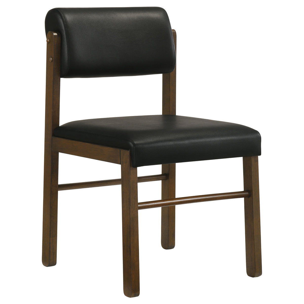 Decker 7-piece 82-inch Rectangular Dining Set with Black Faux Leather Chairs Walnut