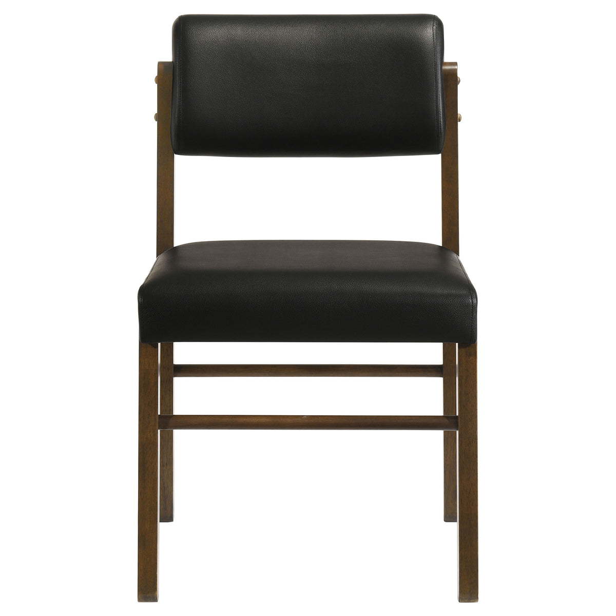 Decker 7-piece 82-inch Rectangular Dining Set with Black Faux Leather Chairs Walnut