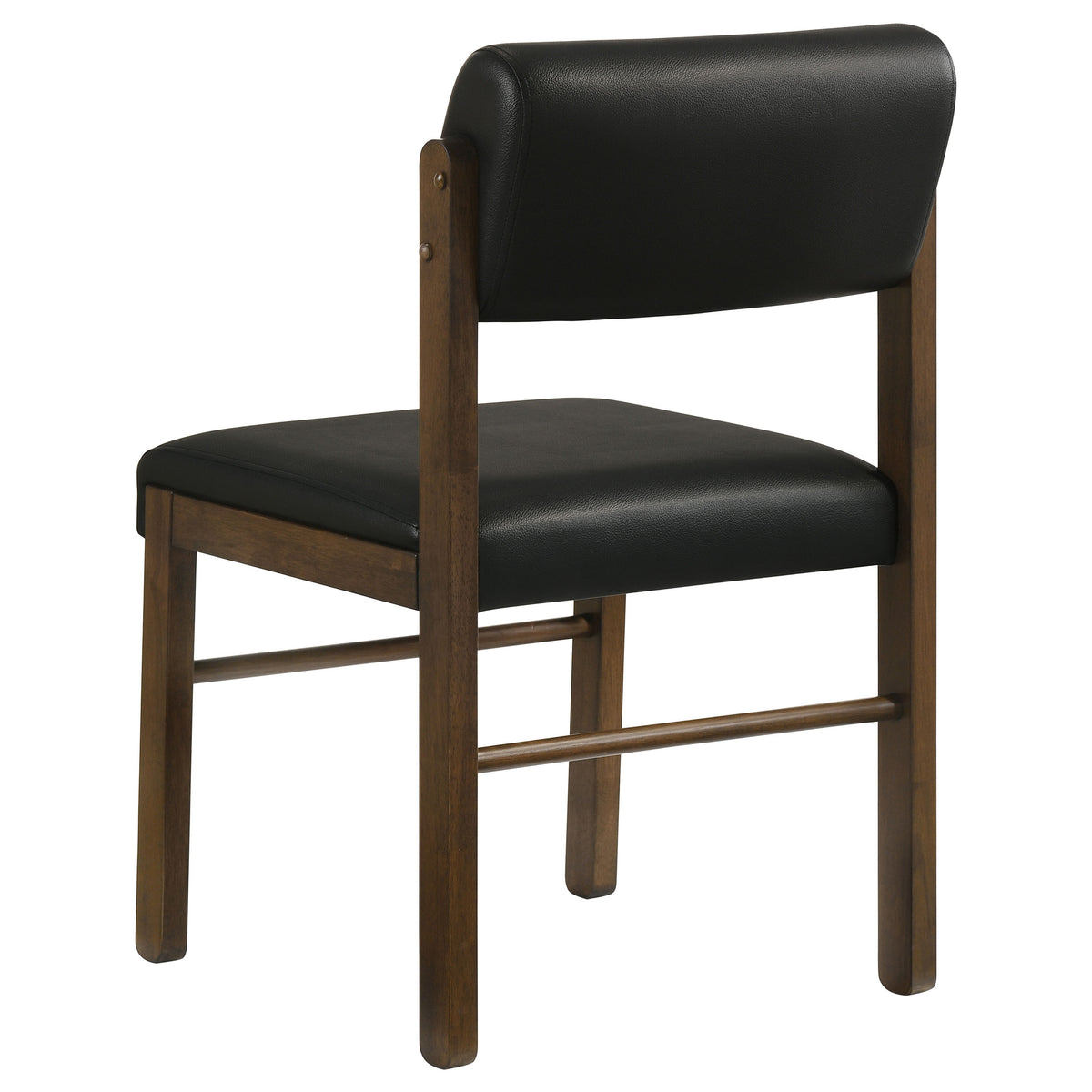 Decker 7-piece 82-inch Rectangular Dining Set with Black Faux Leather Chairs Walnut