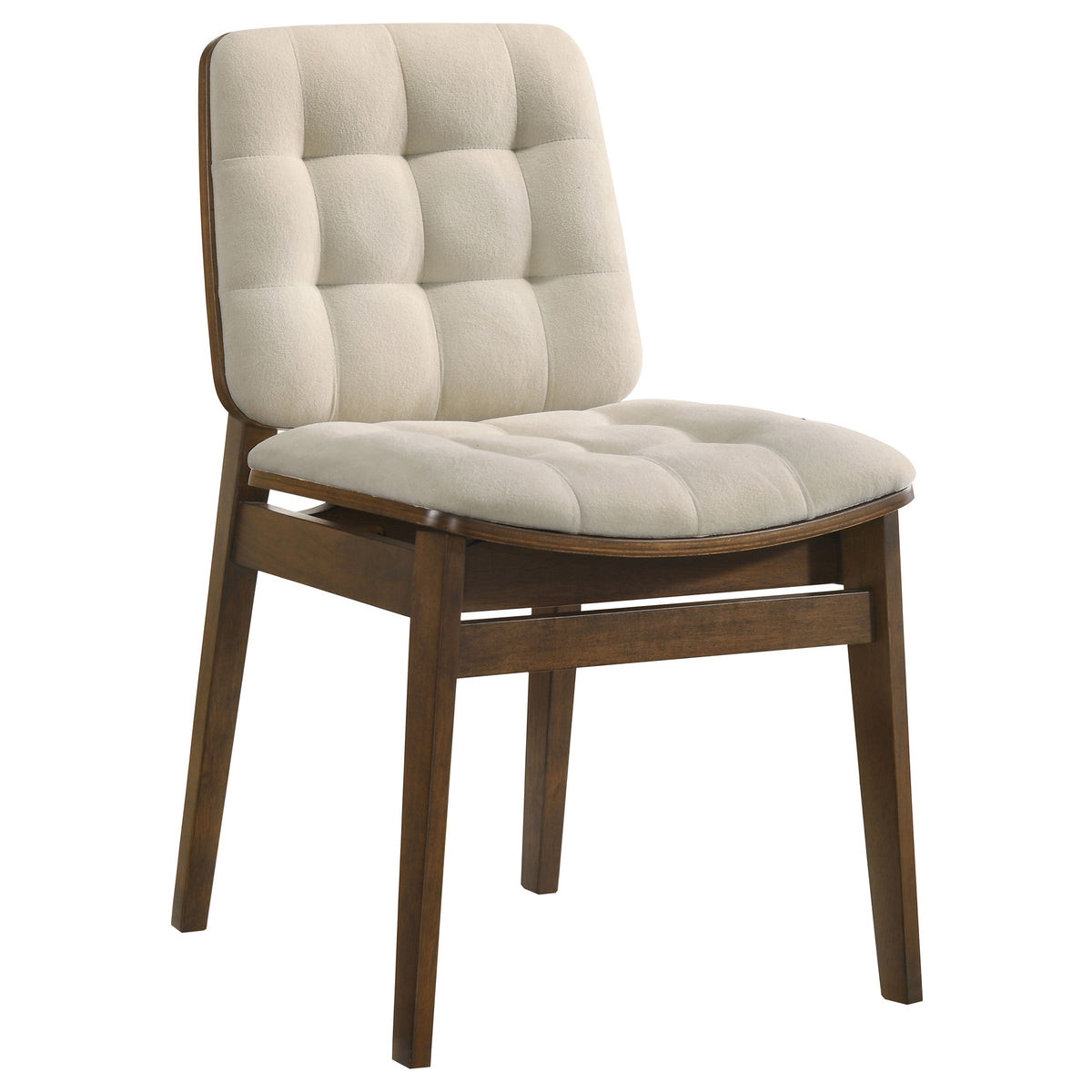 Decker 7-piece 82-inch Rectangular Dining Set with Cream Tufted Velvet Chairs Walnut