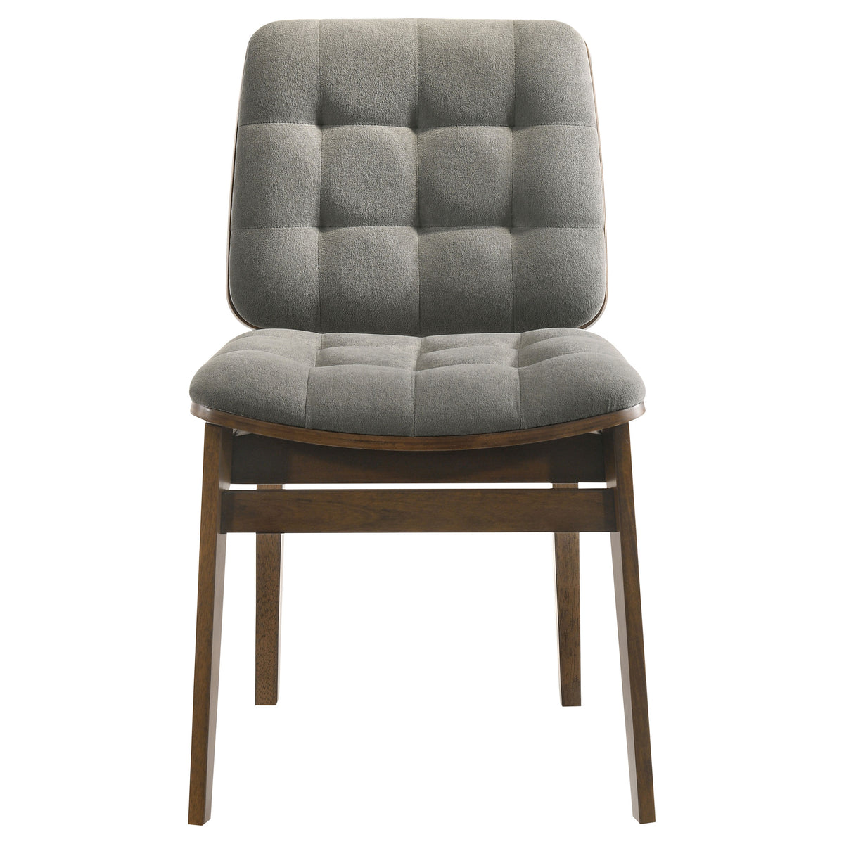Decker 7-piece 82-inch Rectangular Dining Set with Grey Tufted Velvet Chairs Walnut