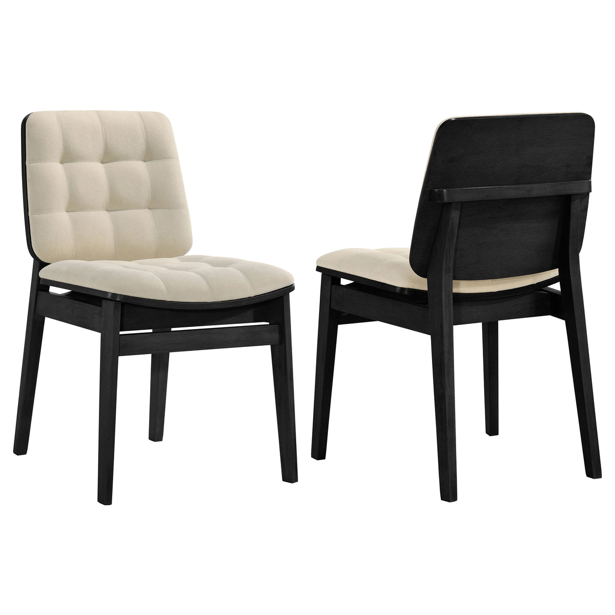 Redbridge Biscuit Tufted Velvet Dining Side Chairs (Set of 2) Cream and Black
