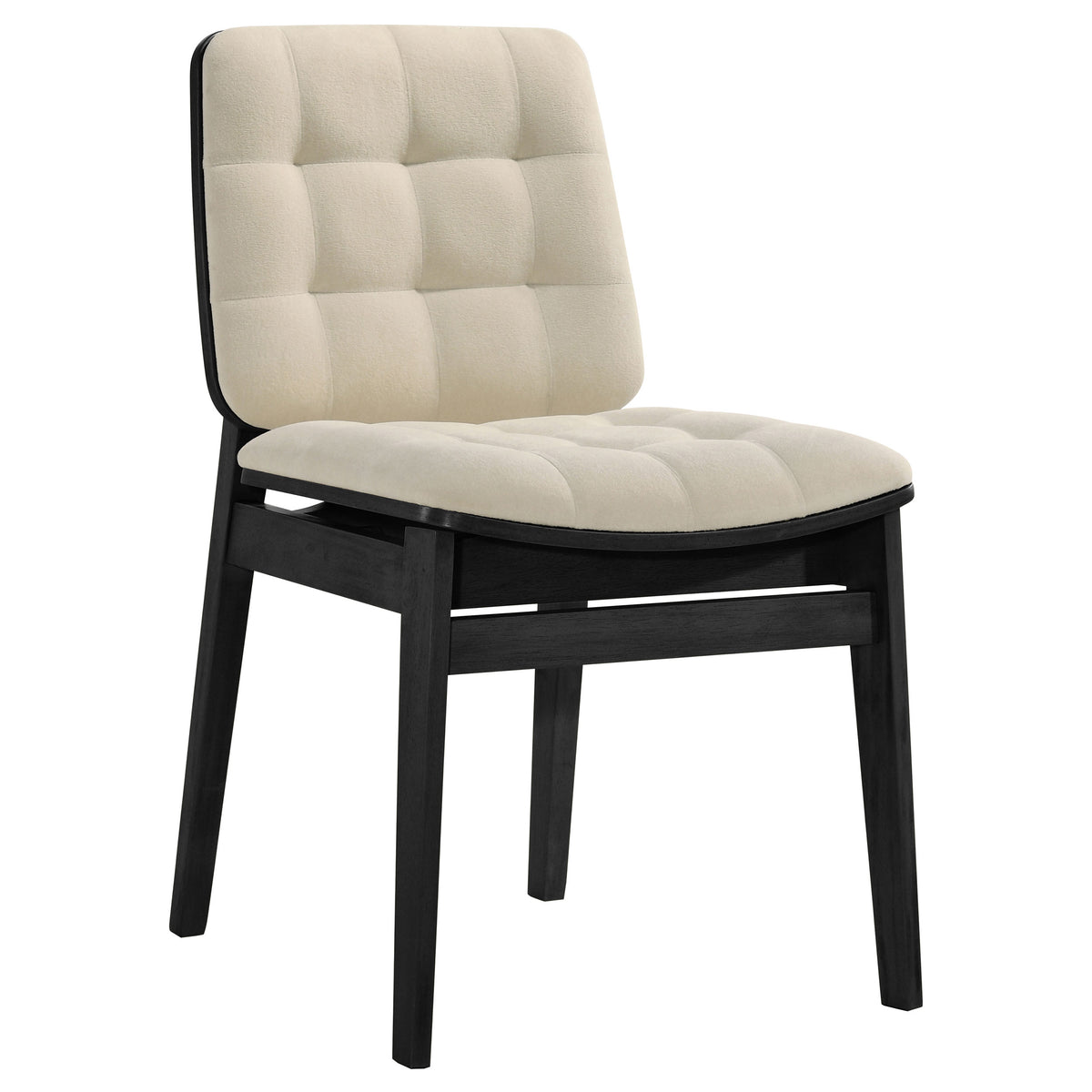 Redbridge Biscuit Tufted Velvet Dining Side Chairs (Set of 2) Cream and Black