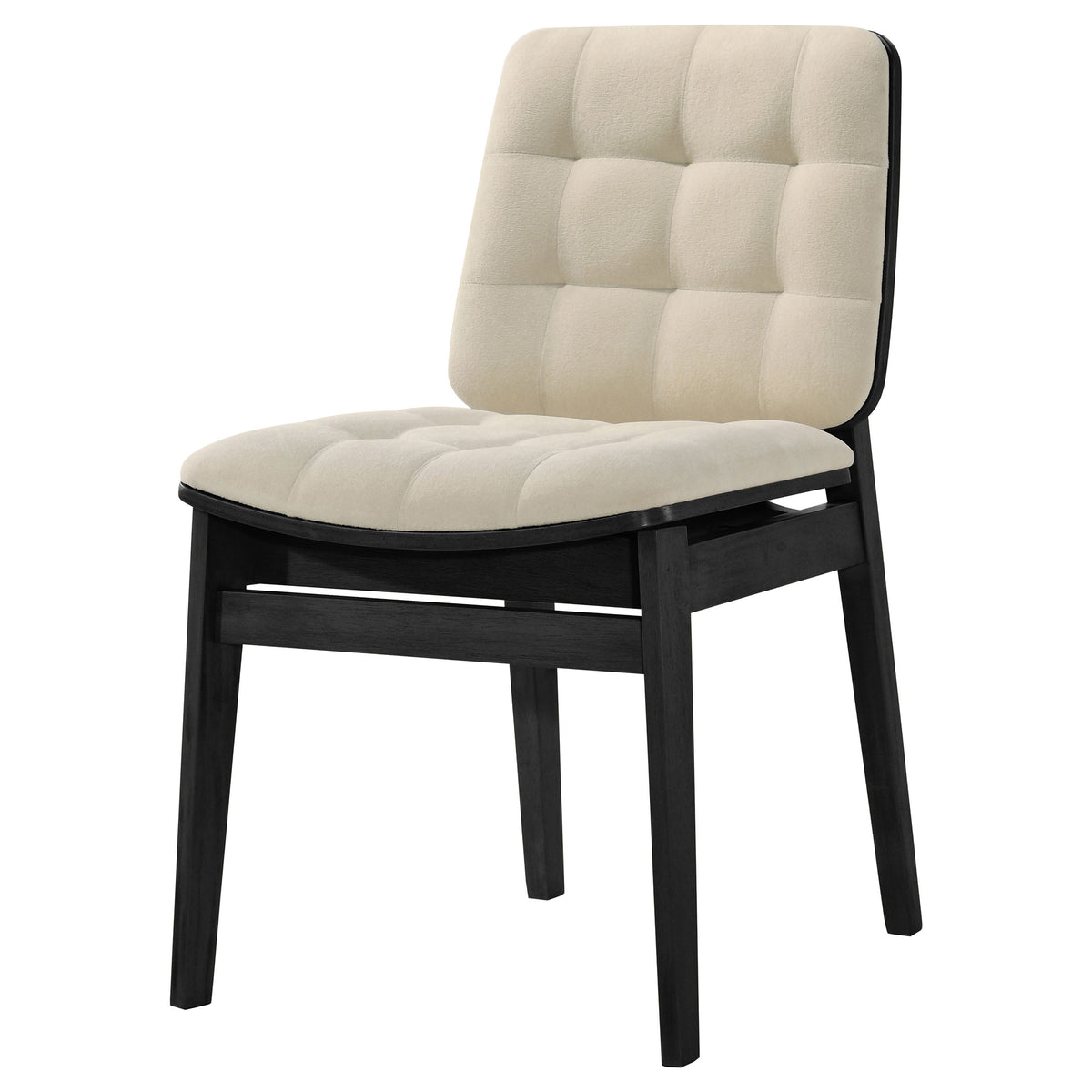Redbridge Biscuit Tufted Velvet Dining Side Chairs (Set of 2) Cream and Black