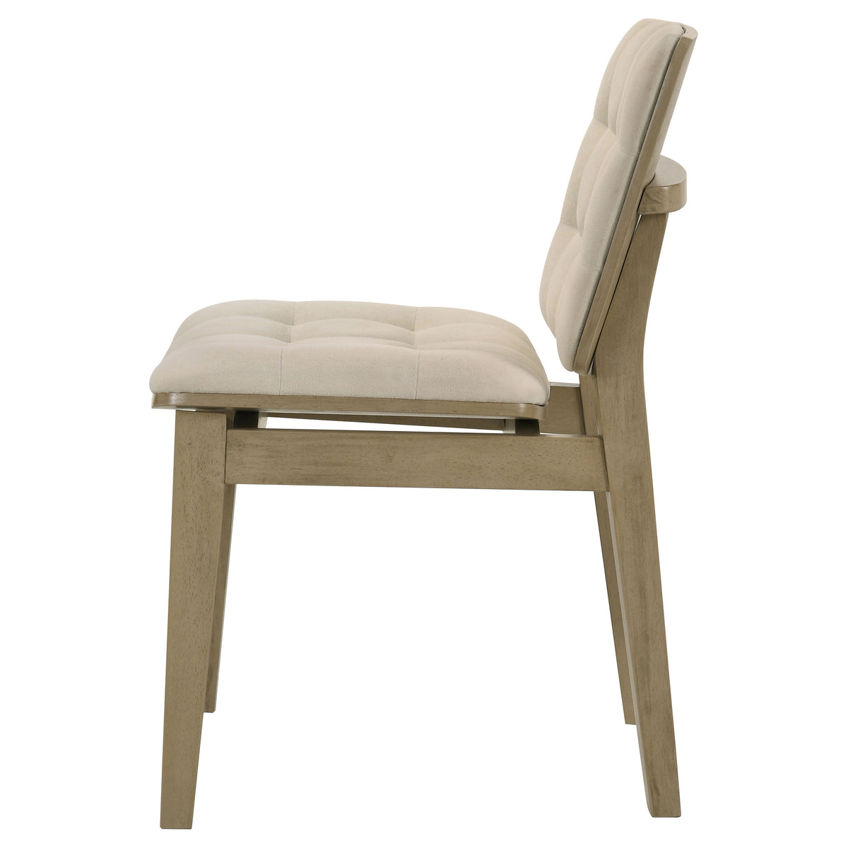 Redbridge Biscuit Tufted Velvet Dining Side Chairs (Set of 2) Cream and Natural Oak