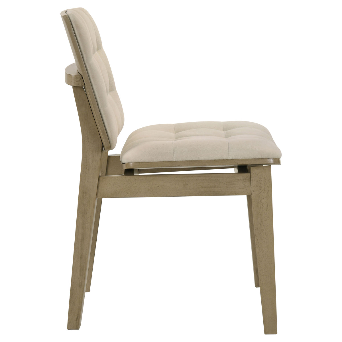 Redbridge Biscuit Tufted Velvet Dining Side Chairs (Set of 2) Cream and Natural Oak
