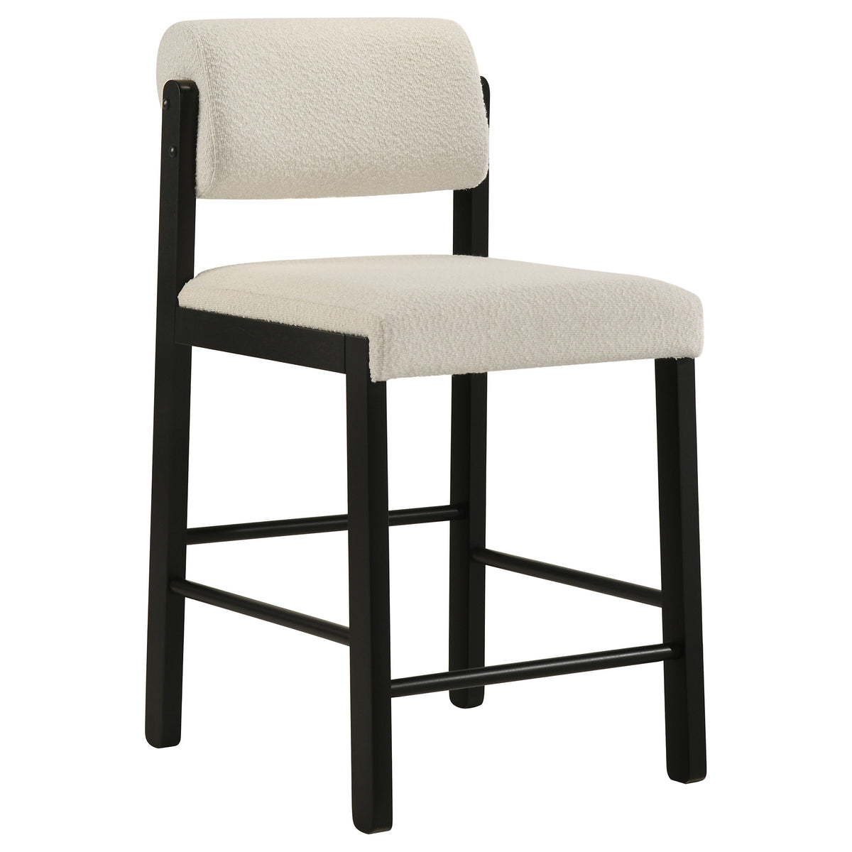 Decker 7-piece 70-inch Counter Height Dining Set with Cream Upholstered Counter Chairs Black