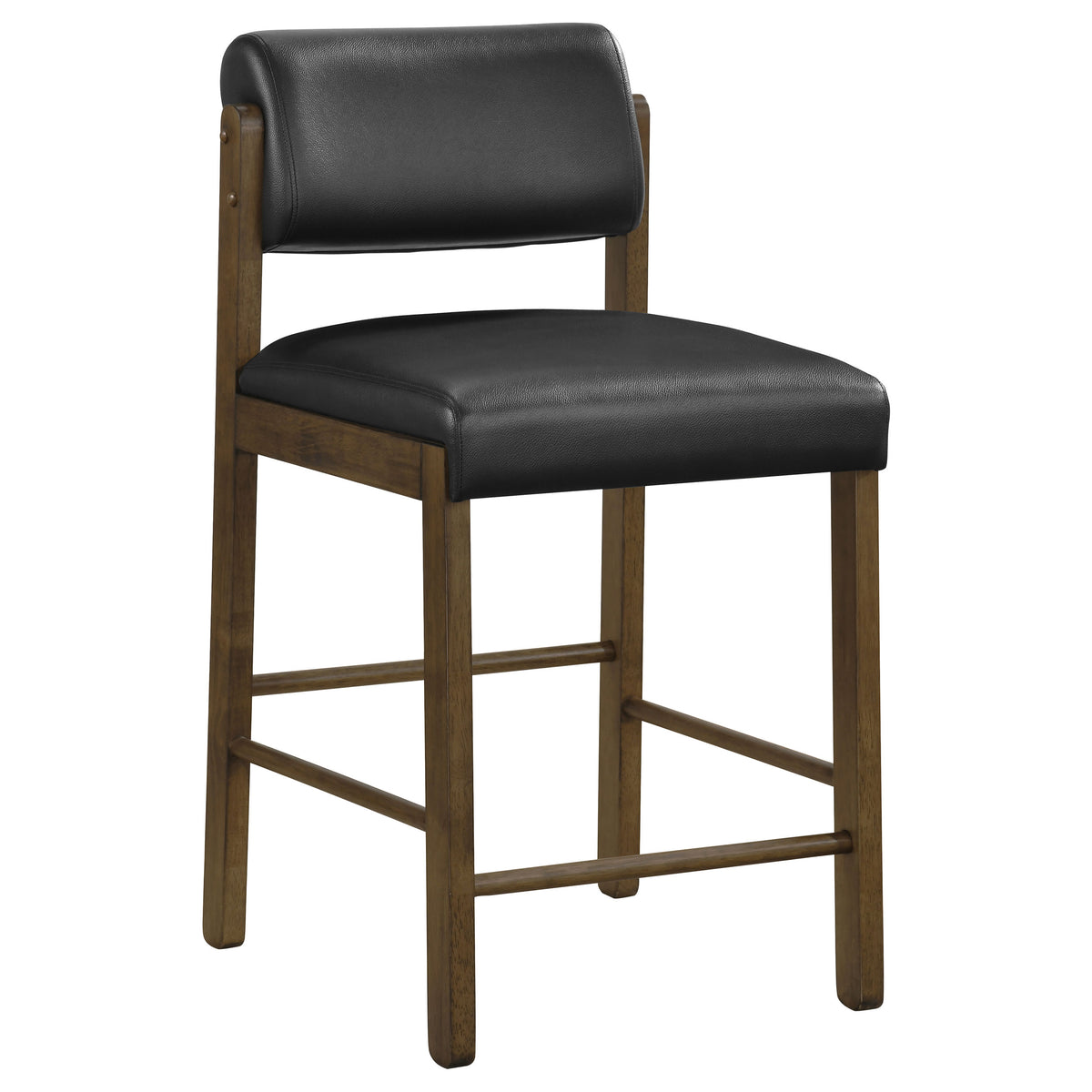 Decker 7-piece 70-inch Counter Height Dining Set with Black Faux Leather Counter Chairs Dark Walnut