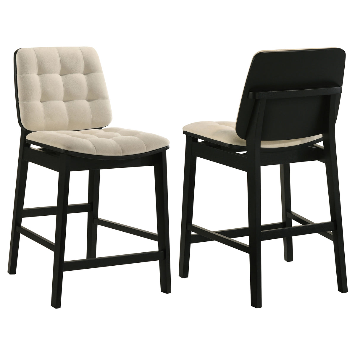 Redbridge Biscuit Tufted Counter Height Chairs (Set of 2) Cream and Black