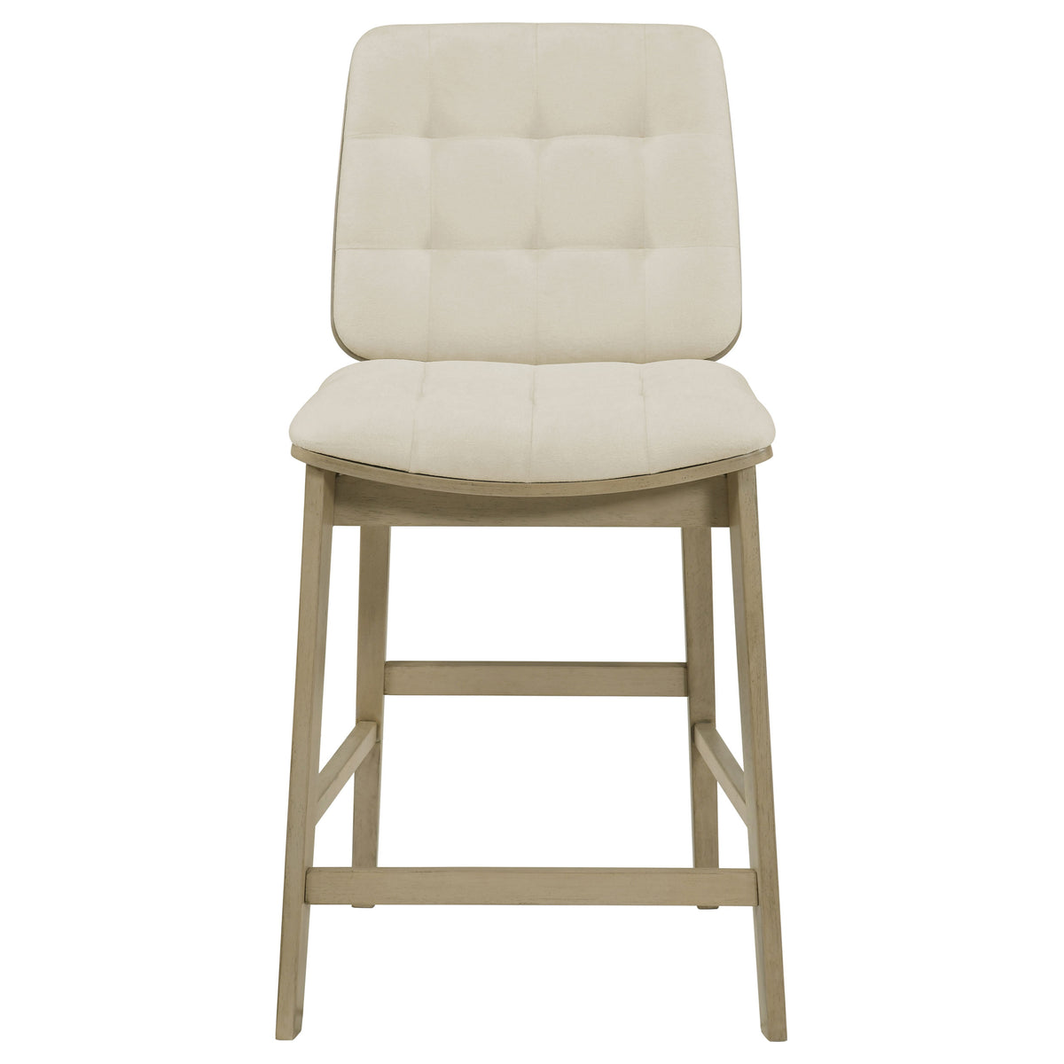 Redbridge Biscuit Tufted Counter Height Chairs (Set of 2) Cream and Natural Oak