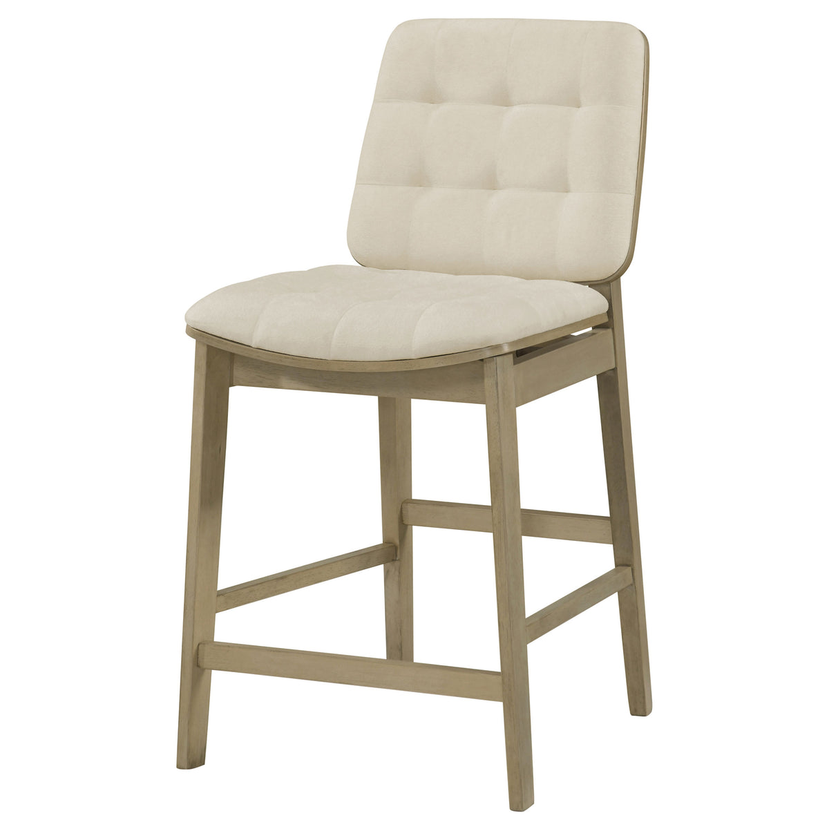 Redbridge Biscuit Tufted Counter Height Chairs (Set of 2) Cream and Natural Oak