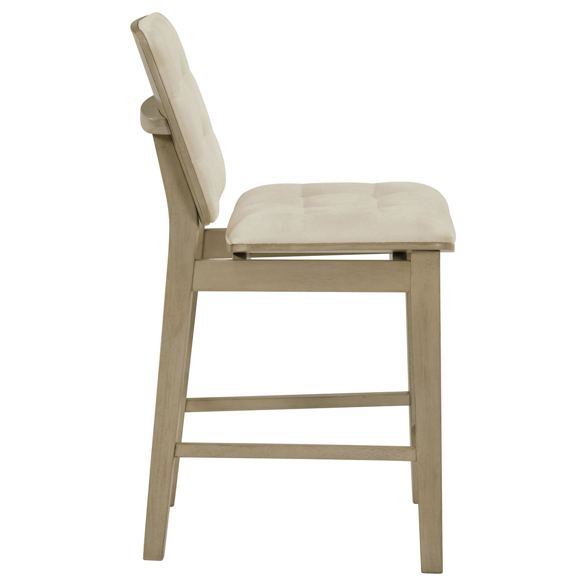 Redbridge Biscuit Tufted Counter Height Chairs (Set of 2) Cream and Natural Oak