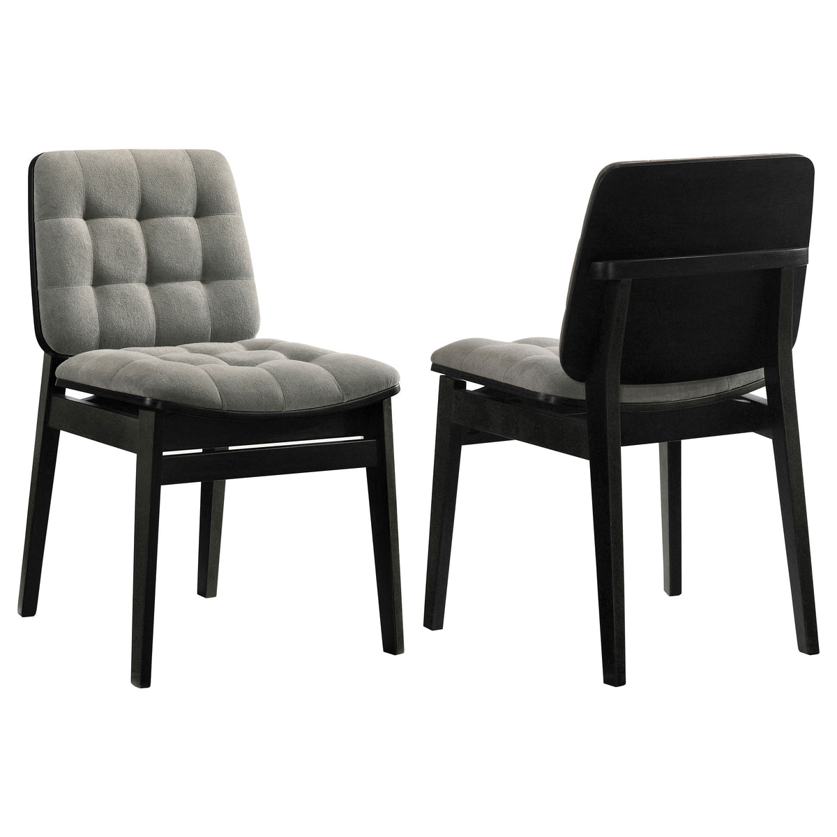 Redbridge Biscuit Tufted Velvet Dining Side Chairs (Set of 2) Grey and Black