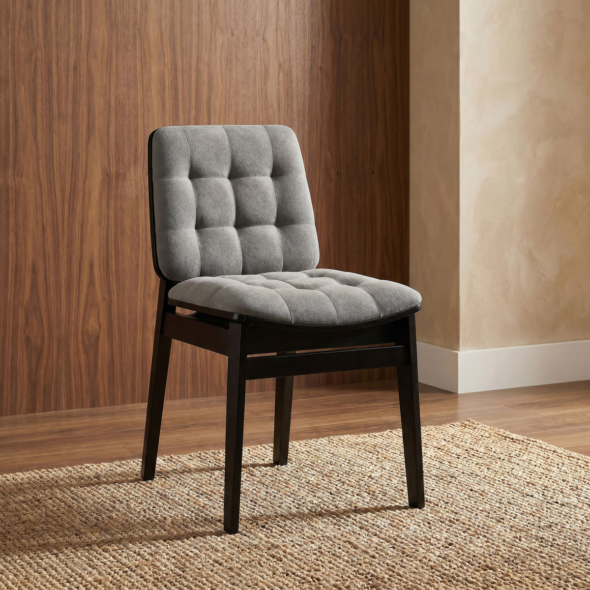 Redbridge Biscuit Tufted Velvet Dining Side Chairs (Set of 2) Grey and Black