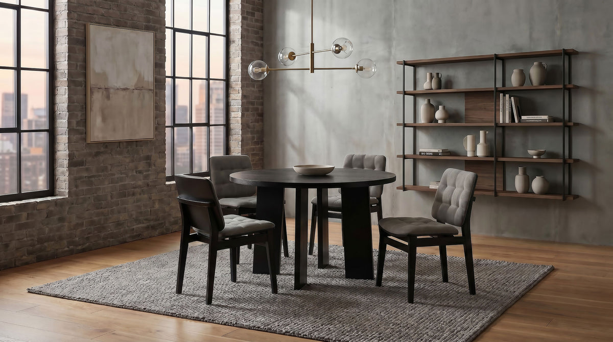 Redbridge Biscuit Tufted Velvet Dining Side Chairs (Set of 2) Grey and Black