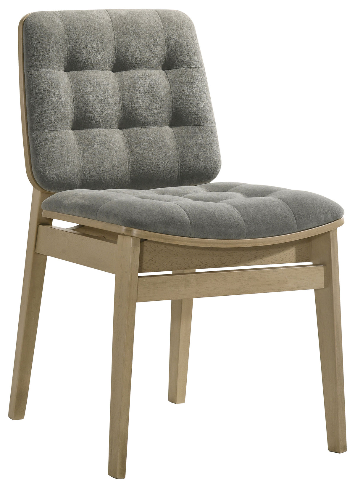 Redbridge Biscuit Tufted Velvet Dining Side Chairs (Set of 2) Grey and Natural Oak